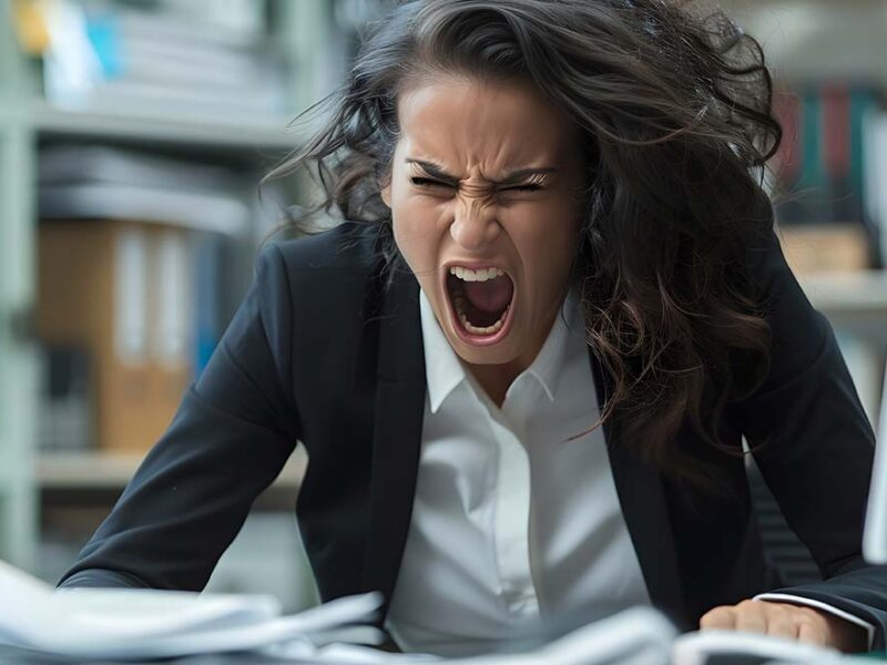 frantic woman